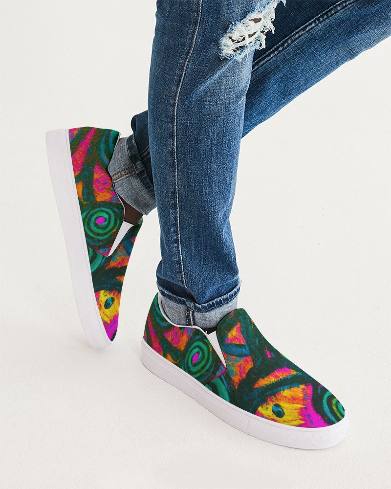 Stained Glass Frogs Rum Punch Men's Slip-On Canvas Shoe