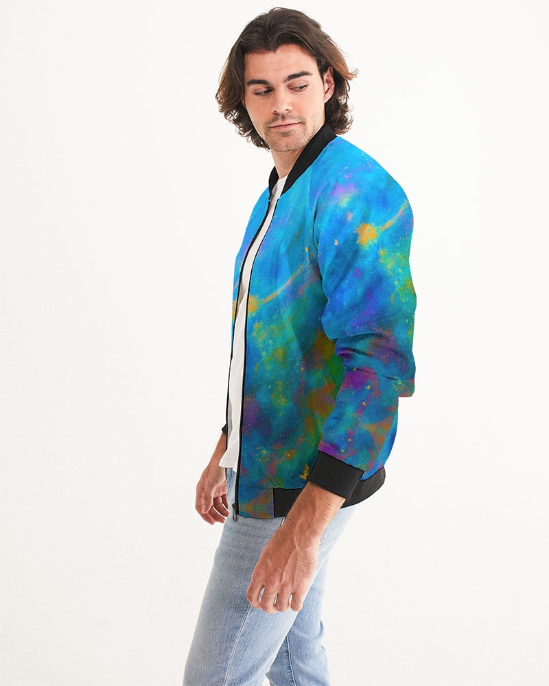 Two Wishes Green Nebula Men's Bomber Jacket