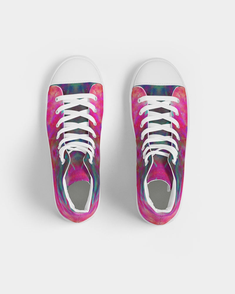 Two Wishes Pink Starburst Cosmos Men's Hightop Canvas Shoe