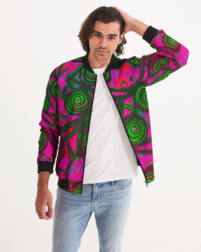 Stained Glass Frogs Pink Men's Bomber Jacket