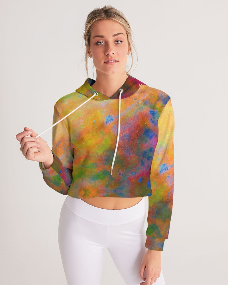 Two Wishes Sunburst Women's Cropped Hoodie
