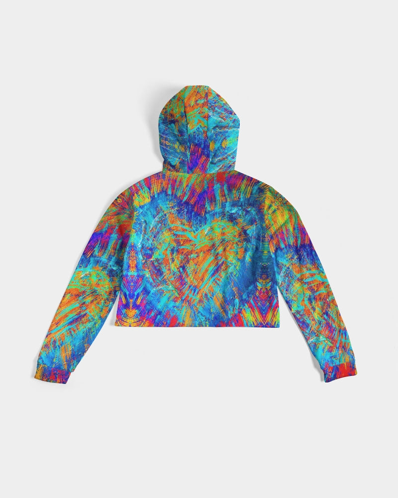 Meraki Rainbow Heart Women's Cropped Hoodie