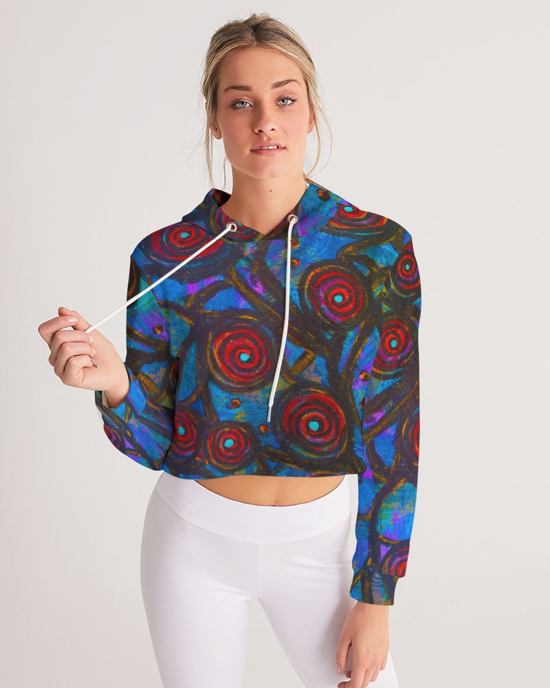 Stained Glass Frogs Women's Cropped Hoodie