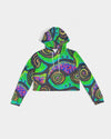 Confetti Frogs Lime Green Jelly Women's Cropped Hoodie
