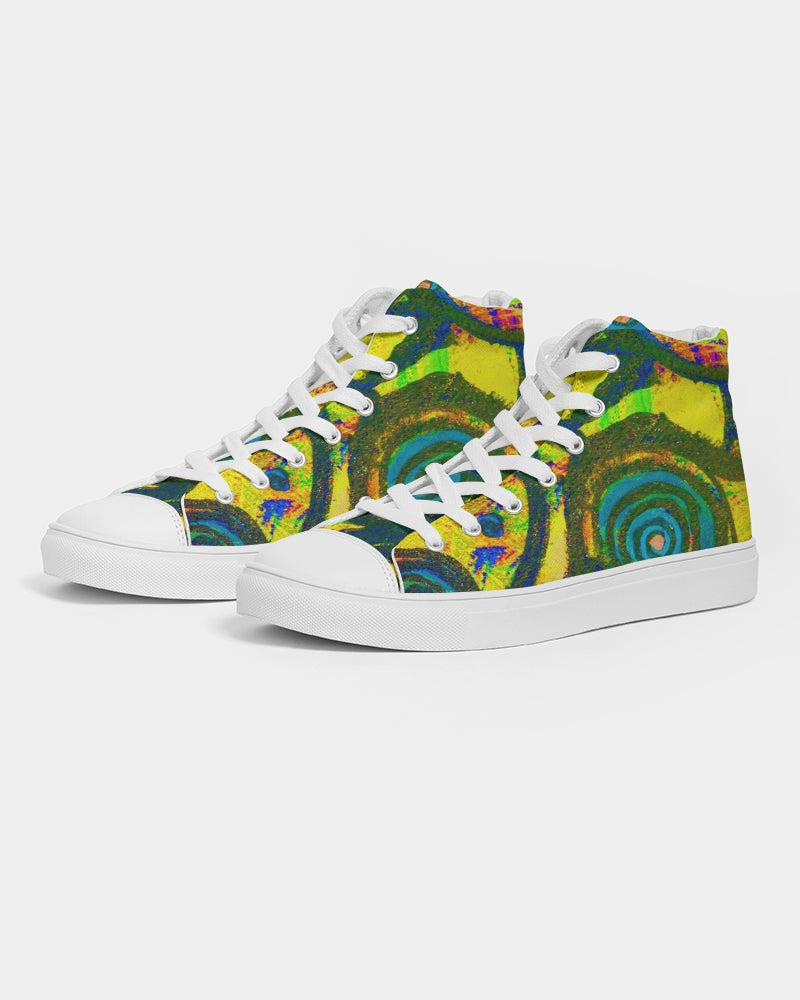 Stained Glass Frogs Sun Men's Hightop Canvas Shoe