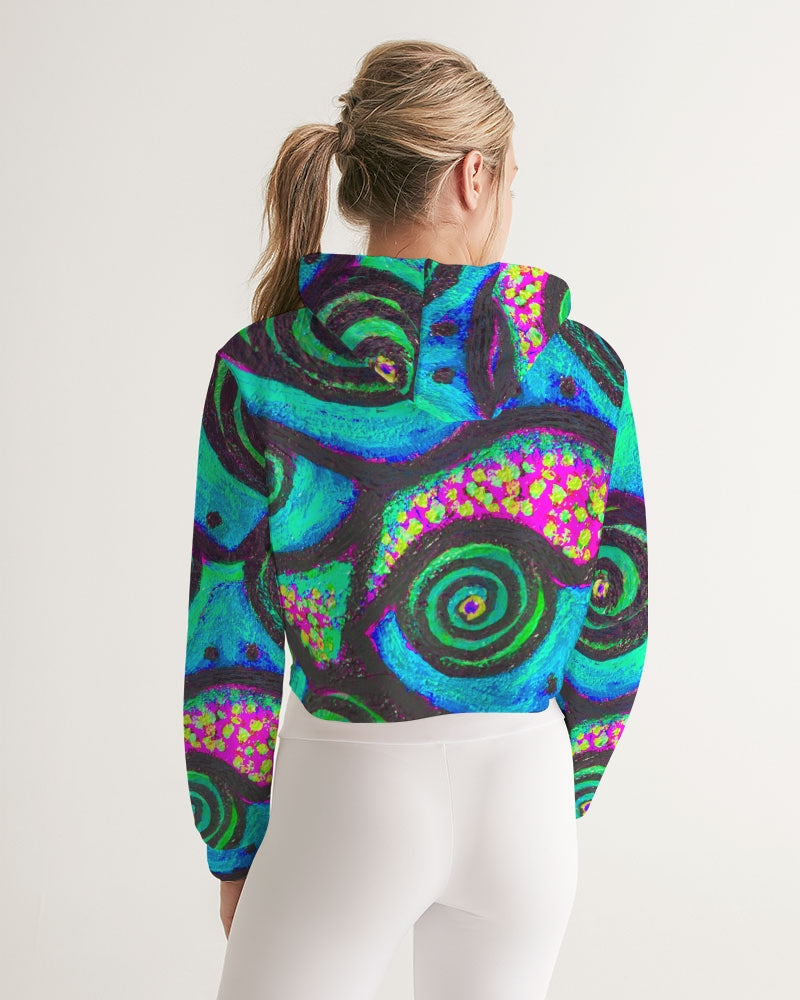 Confetti Frogs Cool Women's Cropped Hoodie