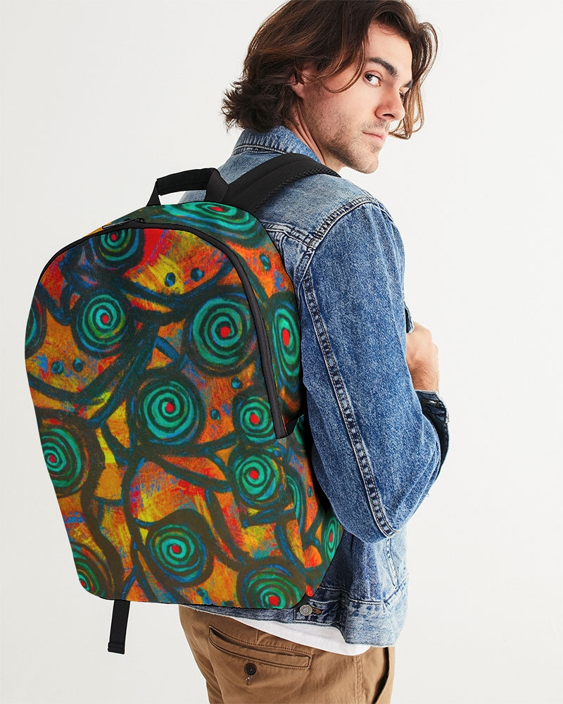 Stained Glass Frogs Sunset Large Backpack