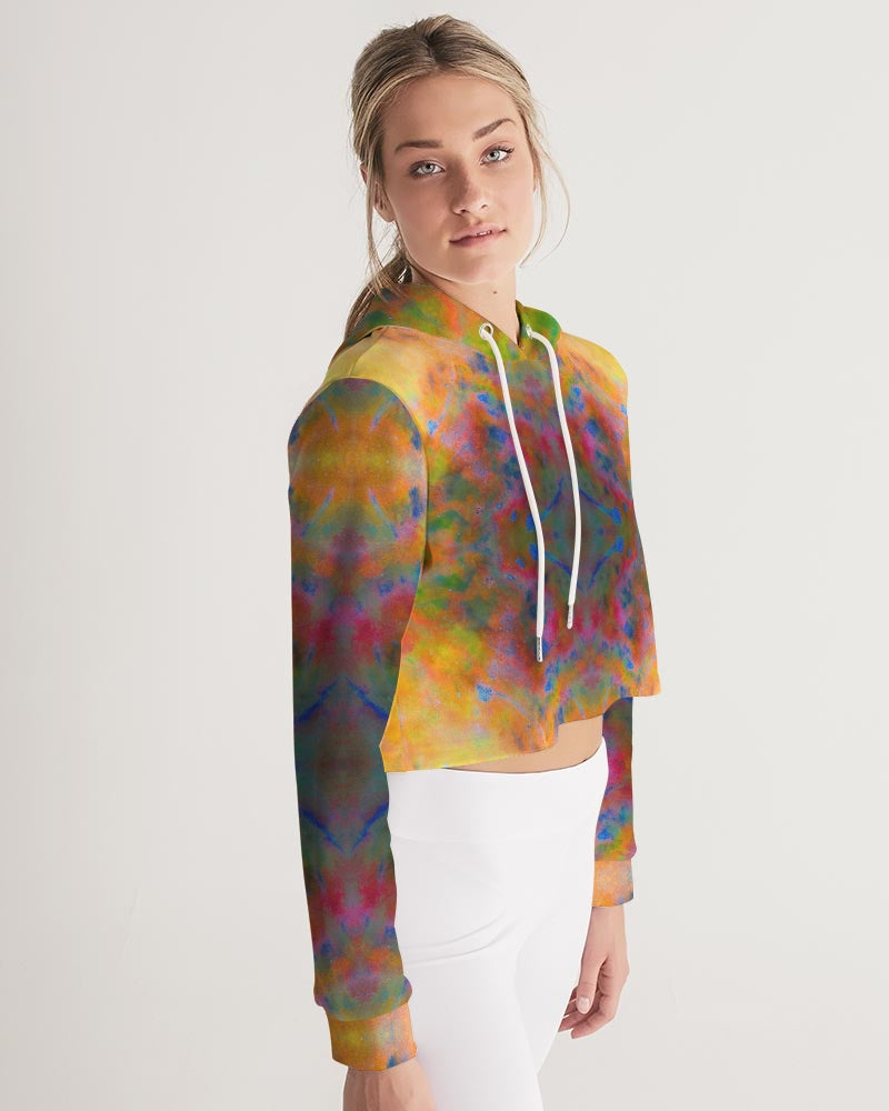 Two Wishes Sunburst Cosmos Women's Cropped Hoodie