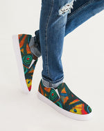 Stained Glass Frogs Sunset Men's Slip-On Canvas Shoe