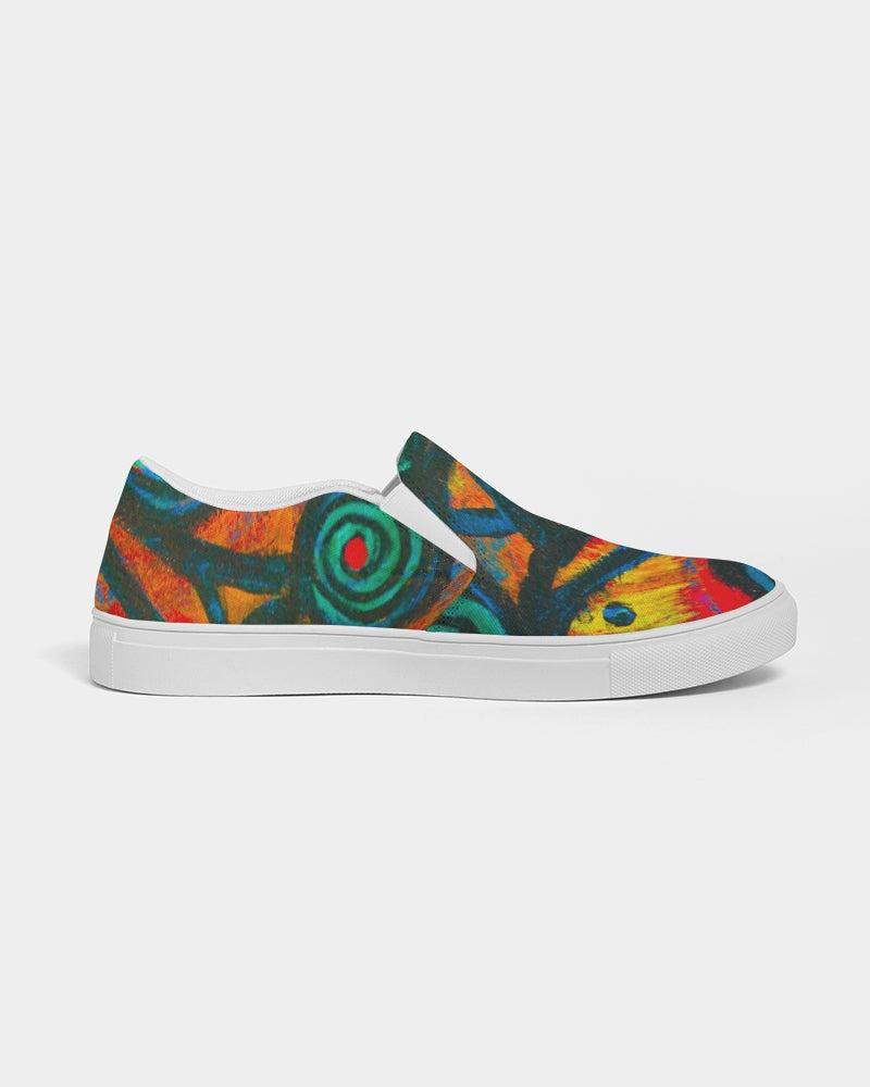 Stained Glass Frogs Sunset Men's Slip-On Canvas Shoe