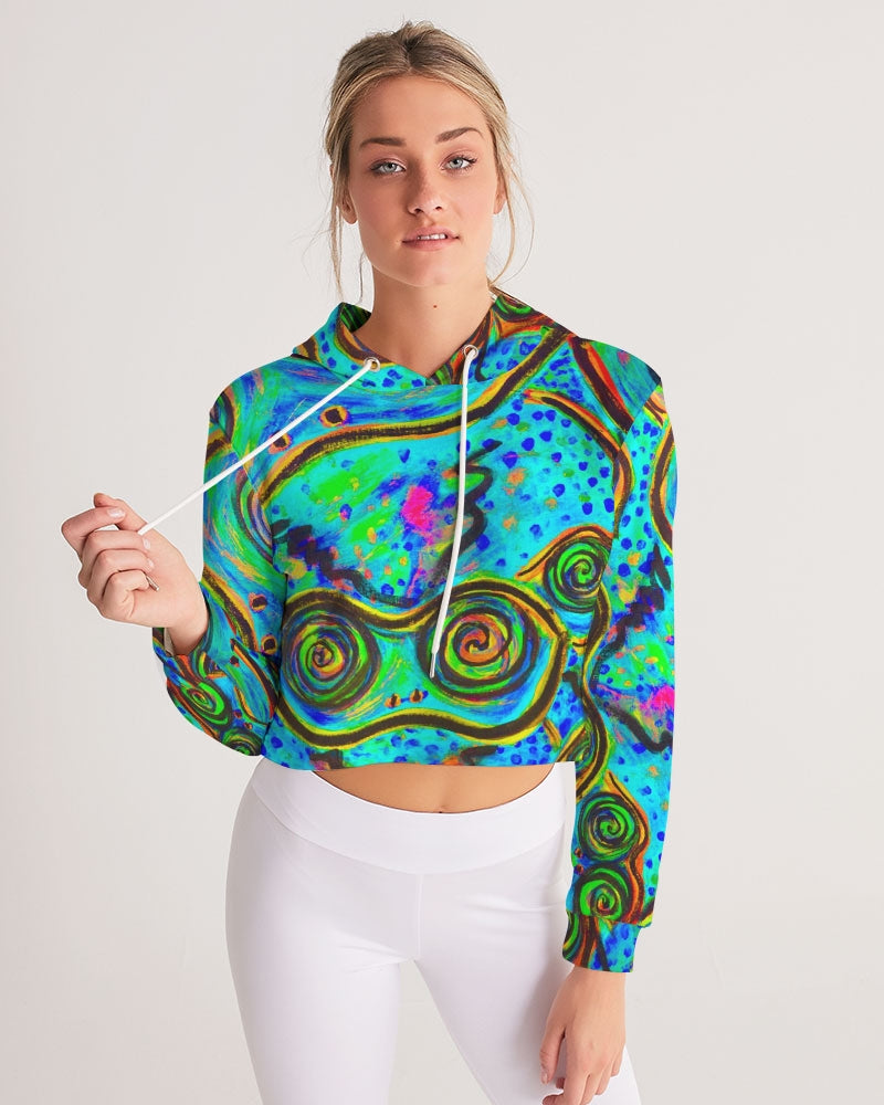 Happy Frogs Cool Women's Cropped Hoodie