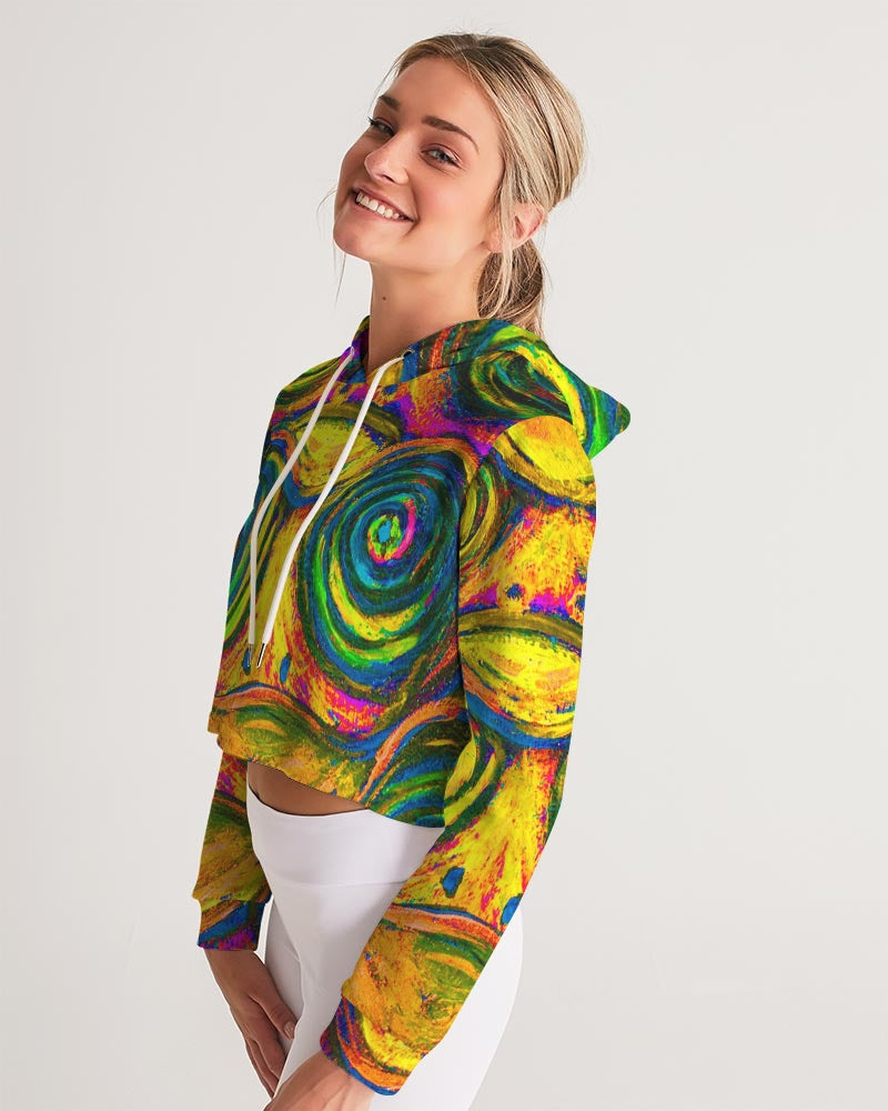 Hypnotic Frogs Sun Women's Cropped Hoodie