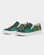 Stained Glass Frogs Sunset Men's Slip-On Canvas Shoe