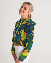 Stained Glass Frogs Sun Women's Cropped Hoodie