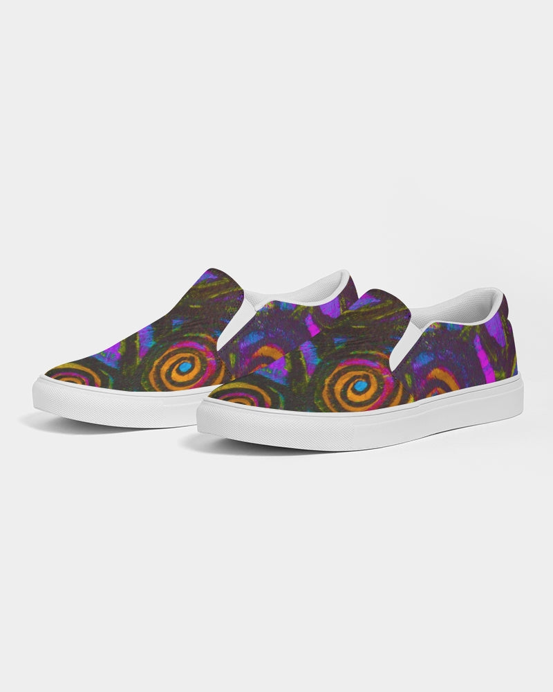 Stained Glass Frogs Purple Men's Slip-On Canvas Shoe