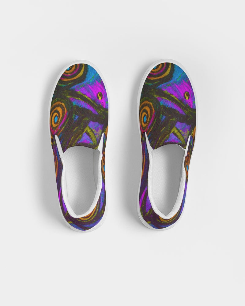 Stained Glass Frogs Purple Men's Slip-On Canvas Shoe