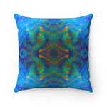 Two Wishes Green Nebula Cosmos Square Pillow