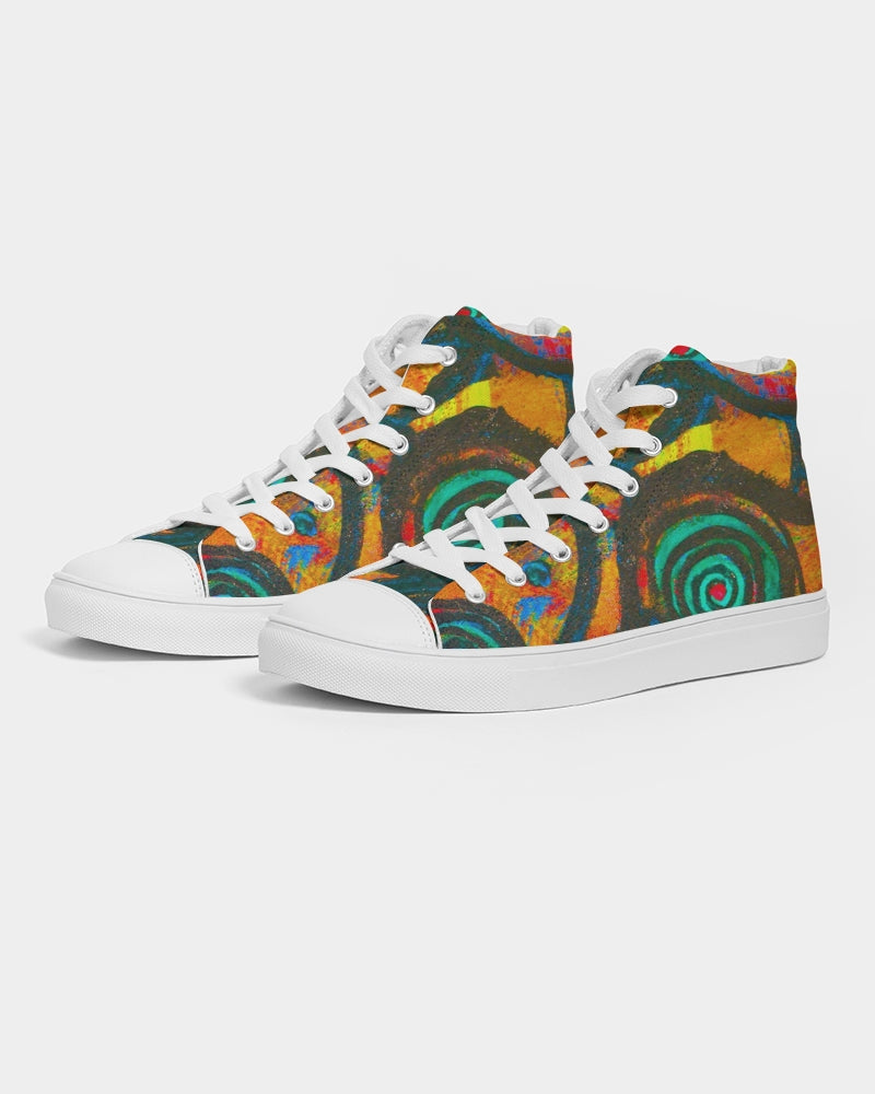 Stained Glass Frogs Sunset Men's Hightop Canvas Shoe